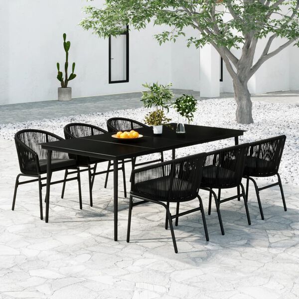 vidaXL Juego de comedor para jardín 7 piezas negro