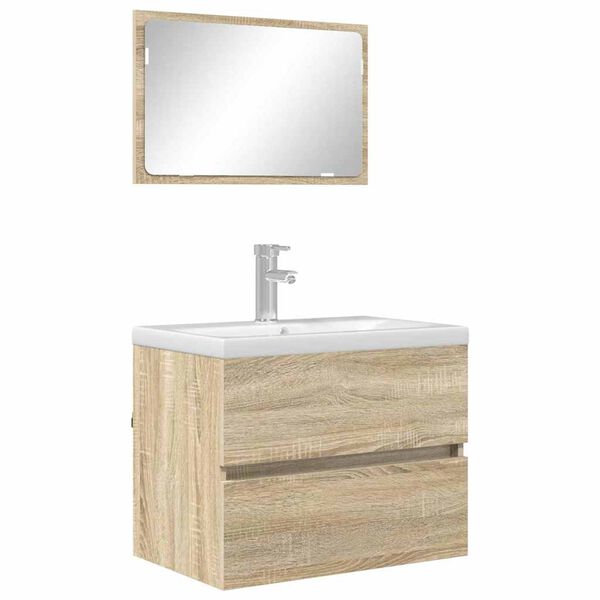 vidaXL Juego de muebles de ba&ntilde;o Roble Sonoma Madera contrachapada
