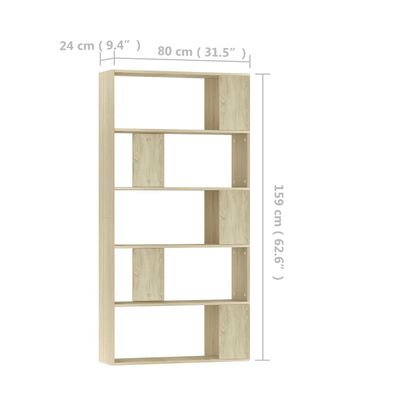 vidaXL Estantería madera contrachapada color roble Sonoma 80x24x159 cm