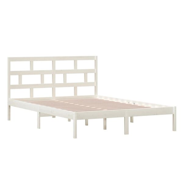 vidaXL Estructura de cama de madera maciza de pino blanco 140x200 cm