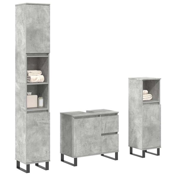 vidaXL Set muebles de ba&ntilde;o 2 piezas madera contrachapada gris hormig&oacute;n