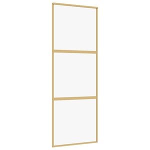 vidaXL Puerta corredera dorada de vidrio ESG transparente y aluminio