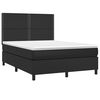 vidaXL Cama box spring colch&oacute;n y LED cuero sint&eacute;tico negro 140x190 cm
