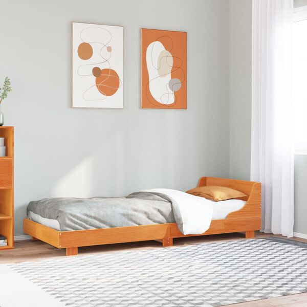 vidaXL Cama sin colch&oacute;n madera maciza de pino marr&oacute;n cera 100x200 cm
