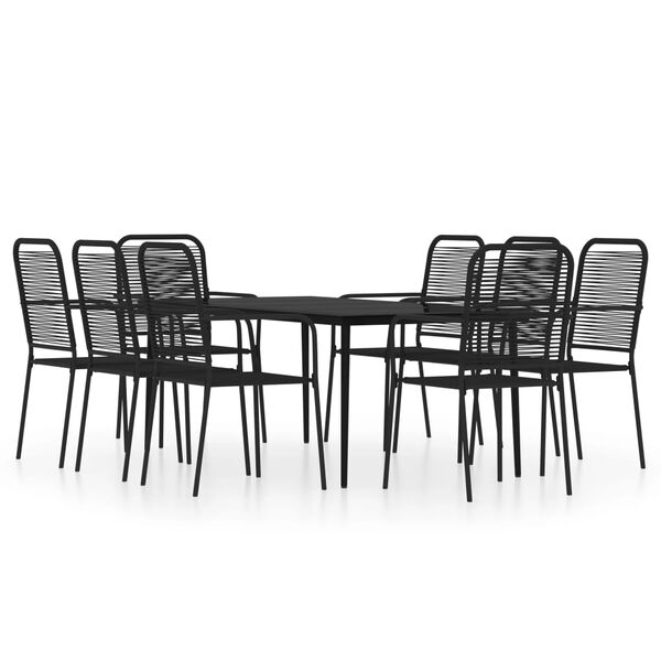vidaXL Juego de comedor de jardín 9 piezas negro