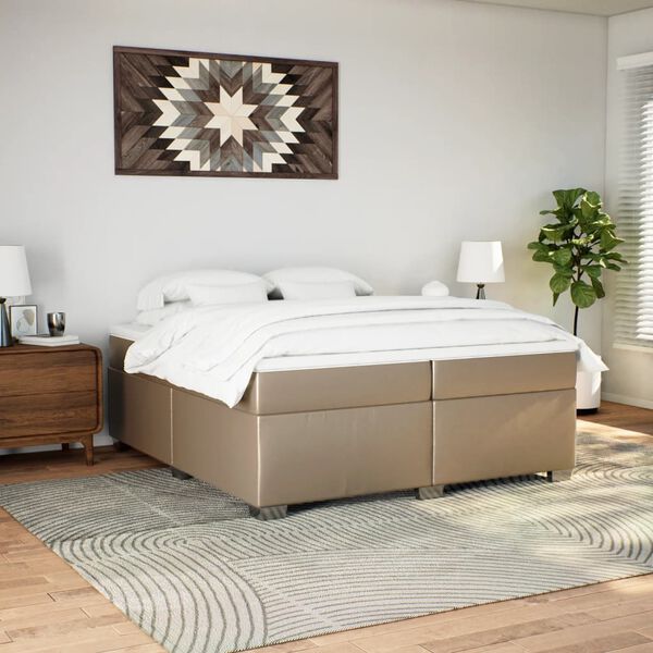 vidaXL Cama box spring con colch&oacute;n cuero sint&eacute;tico capuchino 200x200cm