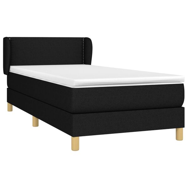 vidaXL Cama box spring con colch&oacute;n tela negro 100x200 cm