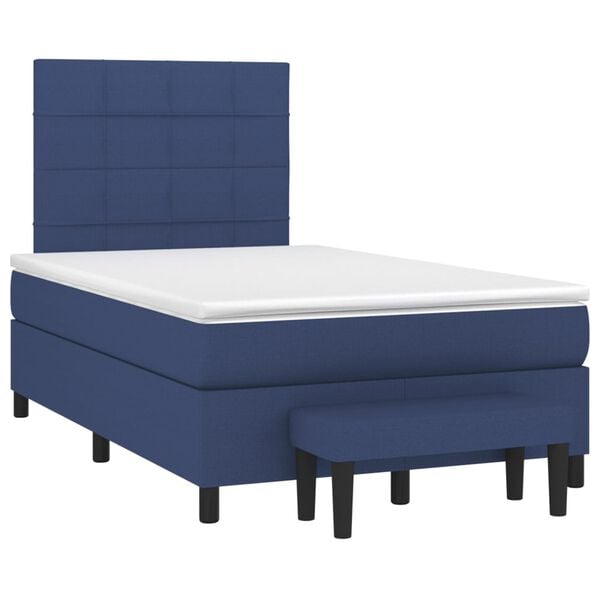 vidaXL Cama box spring con colch&oacute;n tela azul 120x200 cm