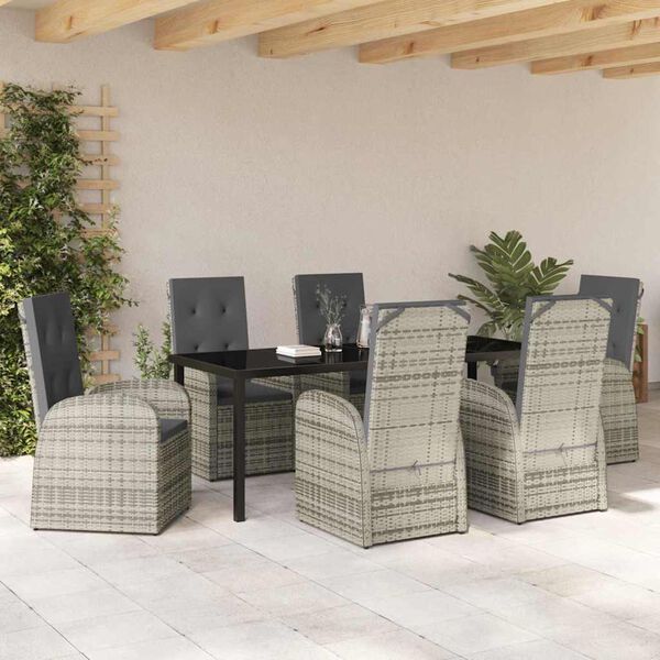 vidaXL Conjunto de Comedor de Jard&iacute;n 7 pcs Gris rat&aacute;n sint&eacute;tico