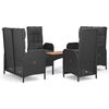 vidaXL Set de muebles jard&iacute;n 5 pzas con cojines rat&aacute;n sint&eacute;tico negro