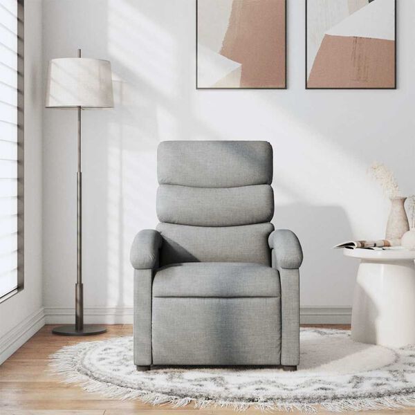 vidaXL Sill&oacute;n reclinable de masaje de tela gris claro