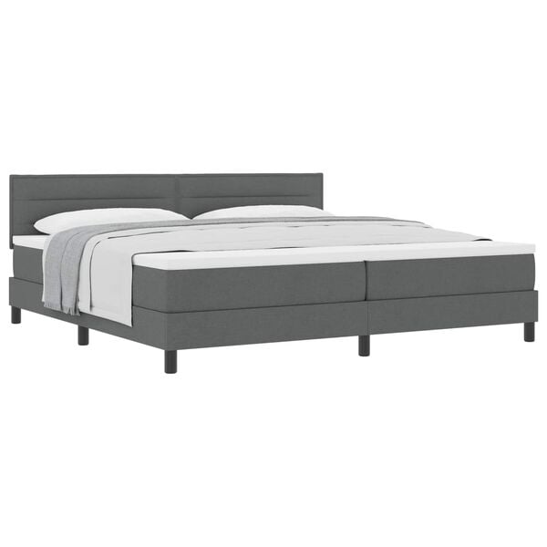 vidaXL Cama tipo Box Spring con colch&oacute;n Gris oscuro 200 x 200 cm tela