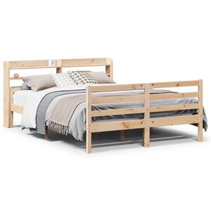 vidaXL Estructura de cama con cabecero madera maciza pino 140x190 cm