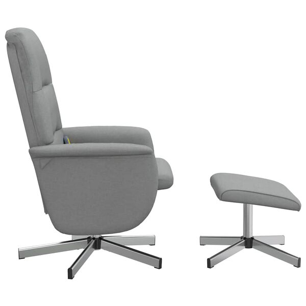 vidaXL Sill&oacute;n reclinable de masaje con reposapi&eacute;s tela gris claro