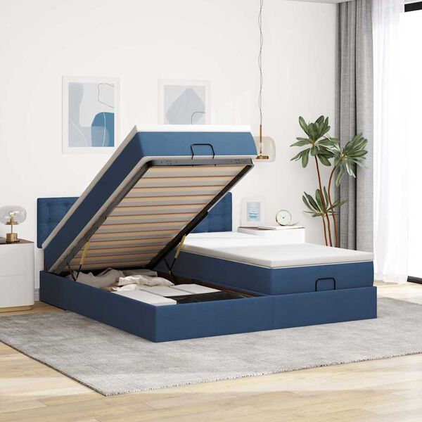 vidaXL Estructura de cama otomana con colchones tela topo 180x200cm