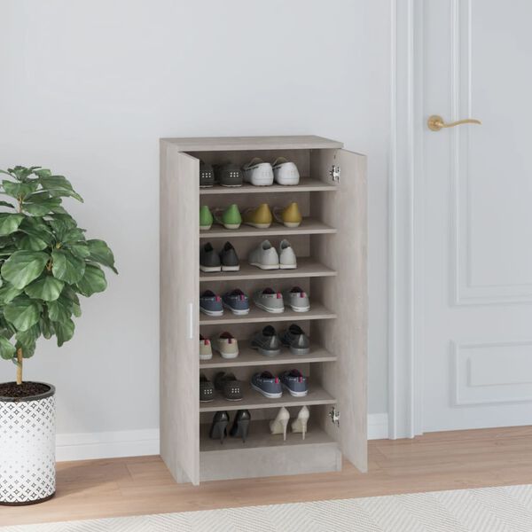 vidaXL Mueble zapatero madera contrachapada gris hormigón 55x35x108 cm