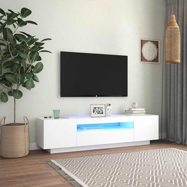 vidaXL Mueble para TV con luces LED blanco 160x35x40 cm