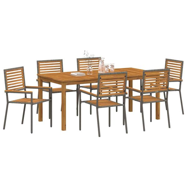 vidaXL Conjunto de Comedor de Jard&iacute;n 7 pcs Gris
