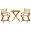 vidaXL Juego de bistro de 3 piezas polipropileno y madera maciza beige