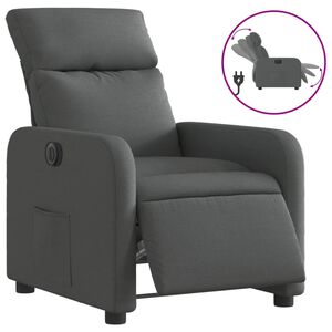 vidaXL Sill&oacute;n reclinable el&eacute;ctrico de tela gris oscuro