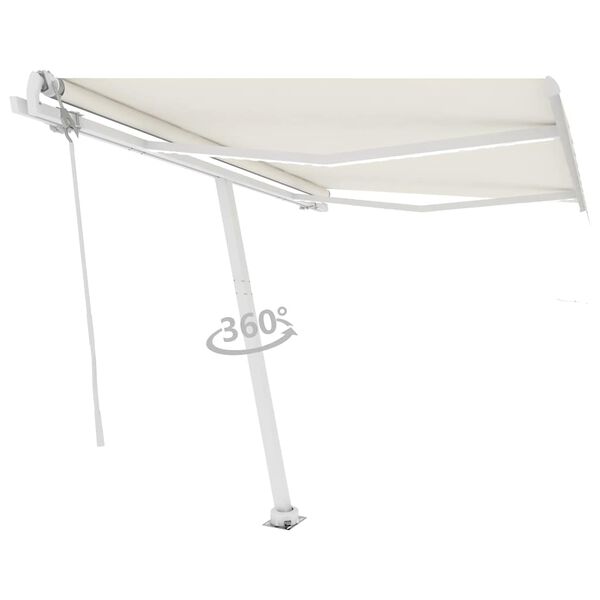 vidaXL Toldo autom&aacute;tico con LED sensor de viento color crema 300x250cm
