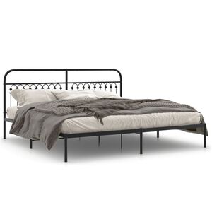 vidaXL Estructura cama sin colch&oacute;n con cabecero metal negro 193x203 cm