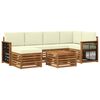 vidaXL Conjunto de sof&aacute;s de exterior 6 uds. Natural y Crema