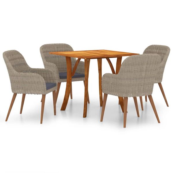 vidaXL Juego de comedor para jard&iacute;n 5 piezas marr&oacute;n