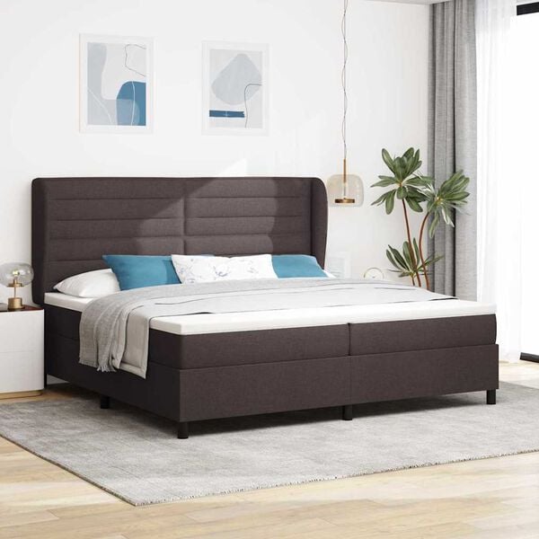 vidaXL Cama tipo Box Spring Marr&oacute;n oscuro 200 x 200 cm tela