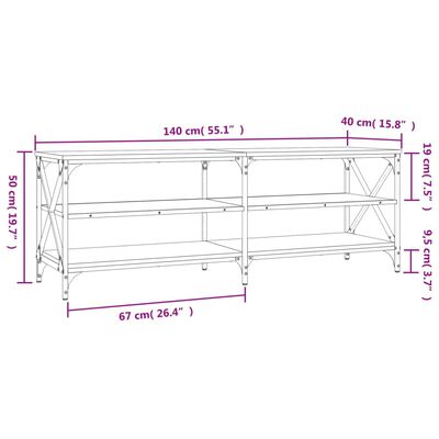 vidaXL Mueble para TV madera contrachapada gris Sonoma 140x40x50 cm