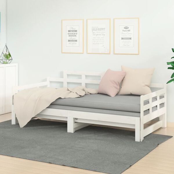 vidaXL Sof&aacute; cama extra&iacute;ble madera maciza de pino blanco 2x(80x200) cm