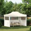 vidaXL Carpa plegable profesional con 3 paredes acero color crema 3x4m