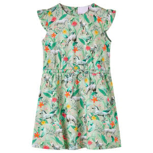vidaXL Vestido infantil con mangas volantes caqui claro 104