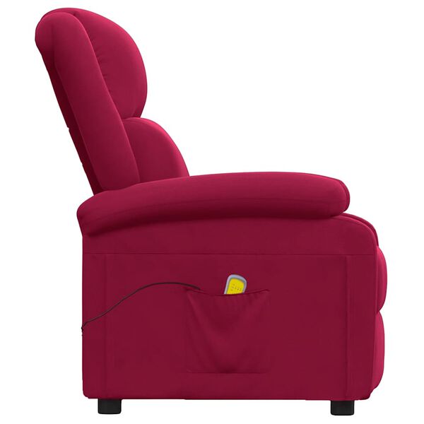 vidaXL Sill&oacute;n de masaje de terciopelo rojo tinto