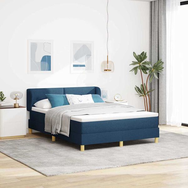vidaXL Cama tipo Box Spring con colch&oacute;n Azul 140 x 200 cm tela