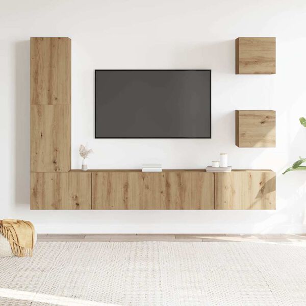 vidaXL Mueble para TV de pared madera contrachapada artesanal 5 piezas