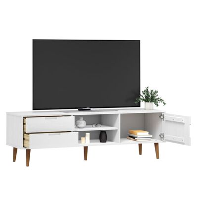 vidaXL Mueble de TV MOLDE madera maciza de pino blanca 158x40x49 cm