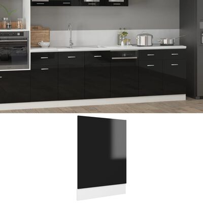 vidaXL Panel para lavavajillas contrachapada negro brillo 45x3x67 cm