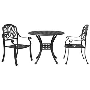 vidaXL Mesa y sillas de bistr&oacute; 3 piezas aluminio fundido negro
