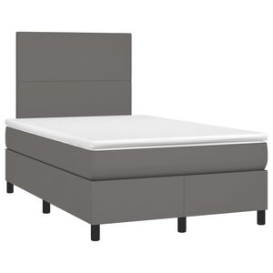 vidaXL Cama box spring con colch&oacute;n cuero sint&eacute;tico gris 120x190 cm