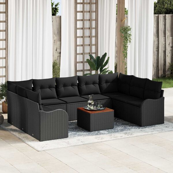 vidaXL Conjunto de sof&aacute; de jard&iacute;n 10 pcs Negro