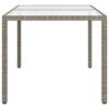 vidaXL Mesa de jardín vidrio templado ratán sintético gris 150x90x75cm