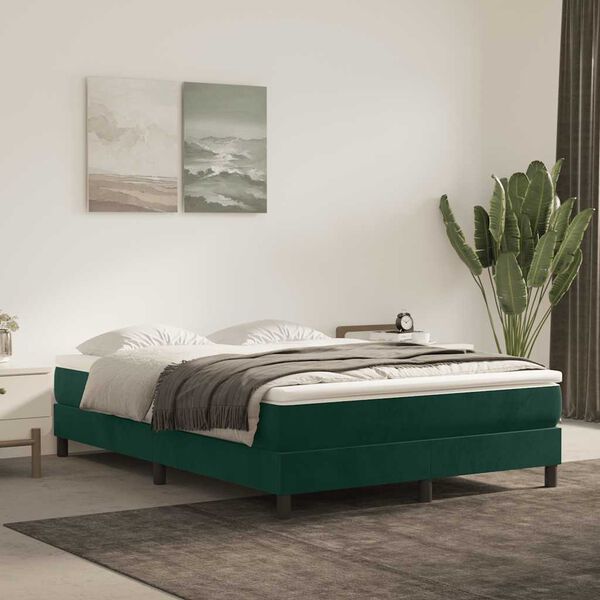 vidaXL Estructura Estructura de cama con somier terciopelo verde oscuro 140x200 cm