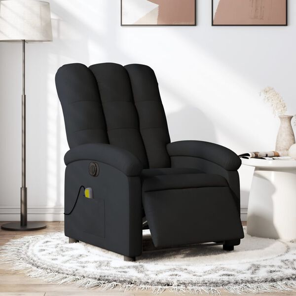 vidaXL Sill&oacute;n reclinable de masaje el&eacute;ctrico tela negro