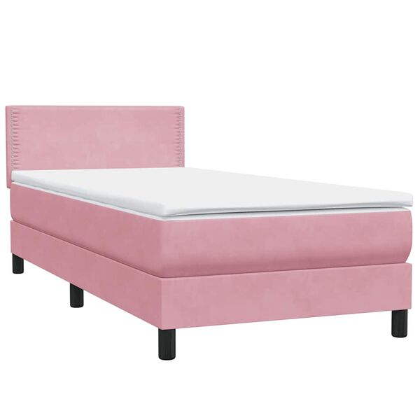 vidaXL Cama box spring con colch&oacute;n terciopelo rosa 80x220 cm