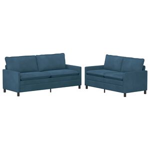 vidaXL Juego de Sof&aacute; 2 uds. Azul Terciopelo