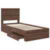 vidaXL Estructura de cama con caj&oacute;n Roble Marr&oacute;n y Plata 75 x 190 cm