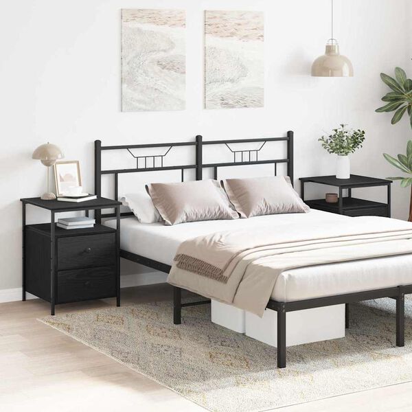 vidaXL Armario de Noche con caj&oacute;n 2 pcs Roble Negro 34 x 35,5 x 50 cm