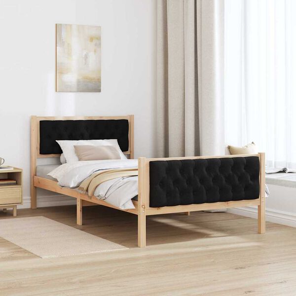 vidaXL Estructura de cama Negro 100 x 200 cm Madera de pino macizo