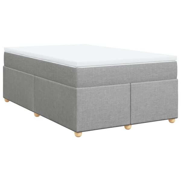 vidaXL Cama box spring con colch&oacute;n tela gris claro 120x200 cm